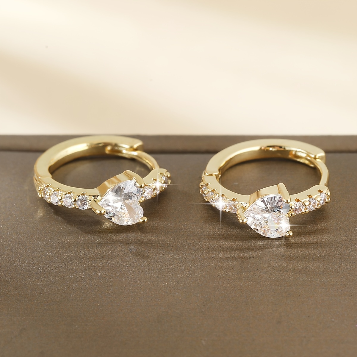 Heart Shaped Hoop Earrings with Cubic Zirconia